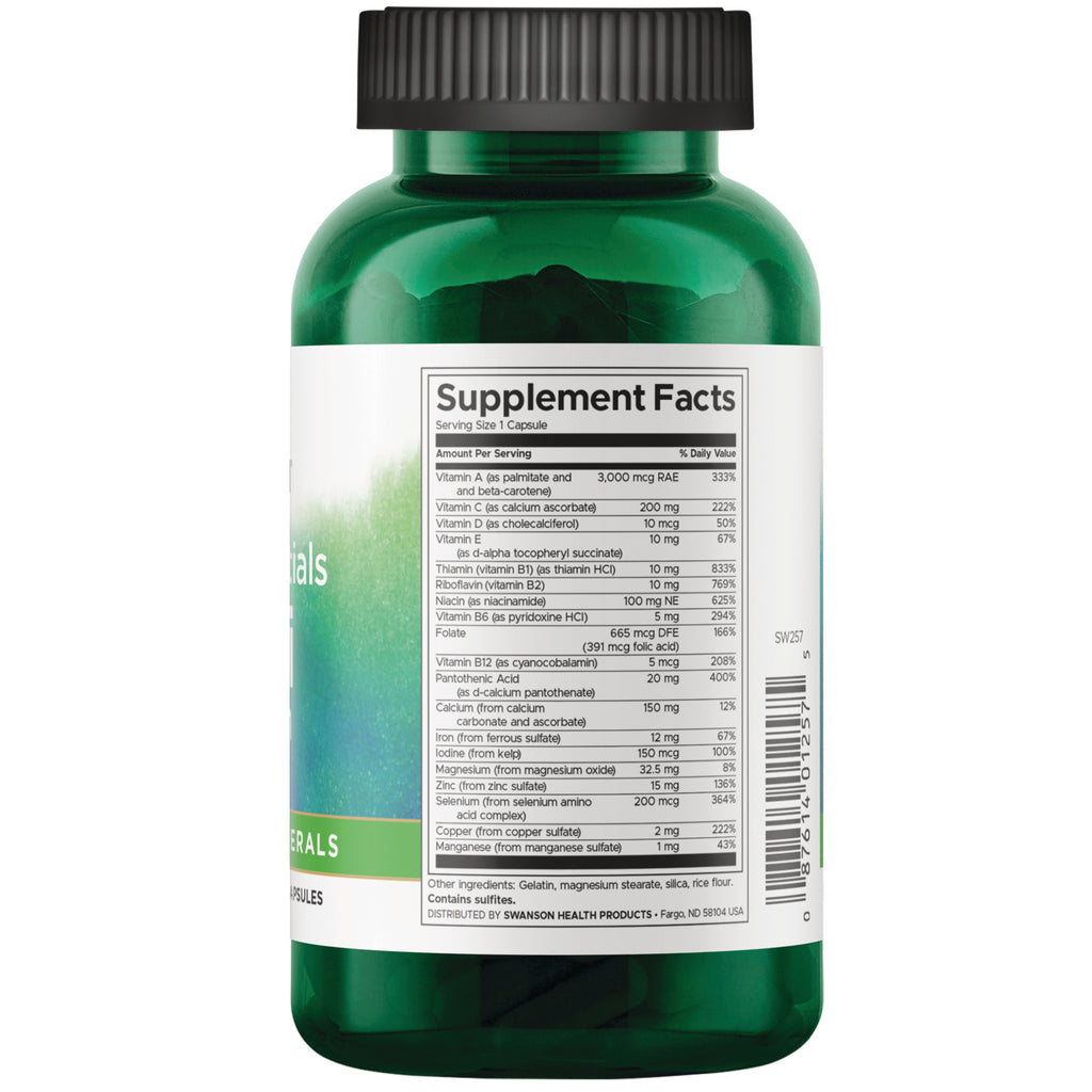 SW257 | Back of green supplement bottle showing Supplement Facts panel and barcode - Thumbnail