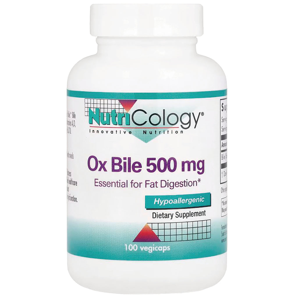 NCL013 | Nutricology Ox Bile 500 mg supplement bottle, hypoallergenic, 100 vegicaps - Thumbnail