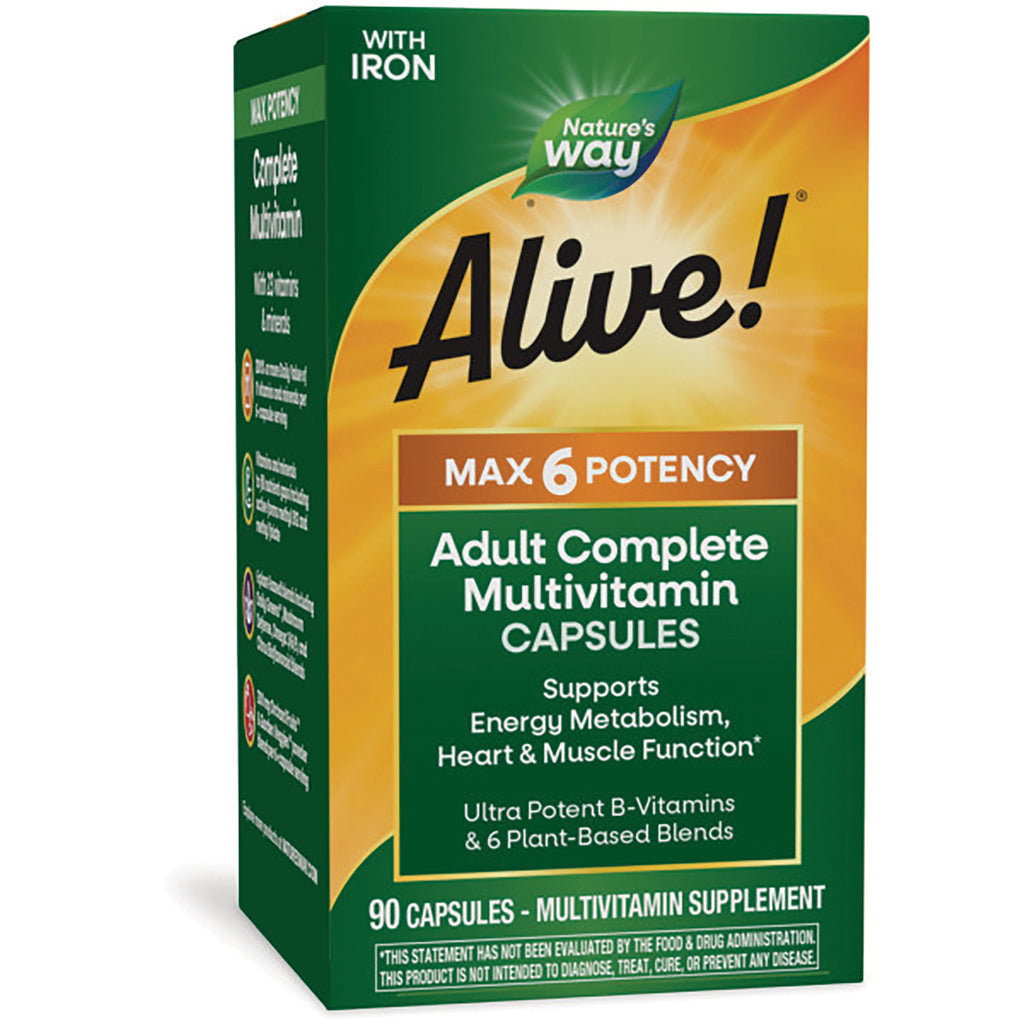NW684 | Nature's Way Alive! adult complete multivitamin capsules box, Max 6 potency, 90 capsules - Thumbnail