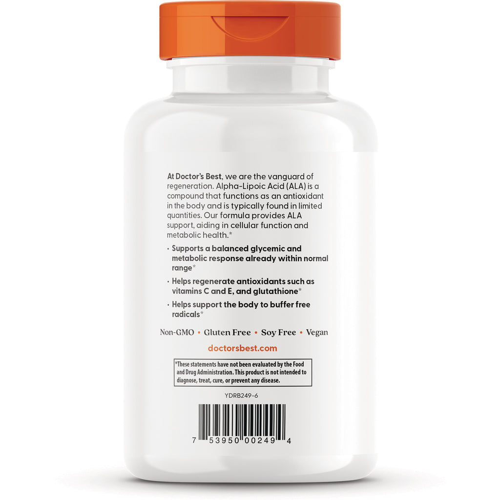 DB190 | back label of white supplement bottle with orange cap showing benefits bullet points non-GMO gluten free vegan text and barcode - Thumbnail
