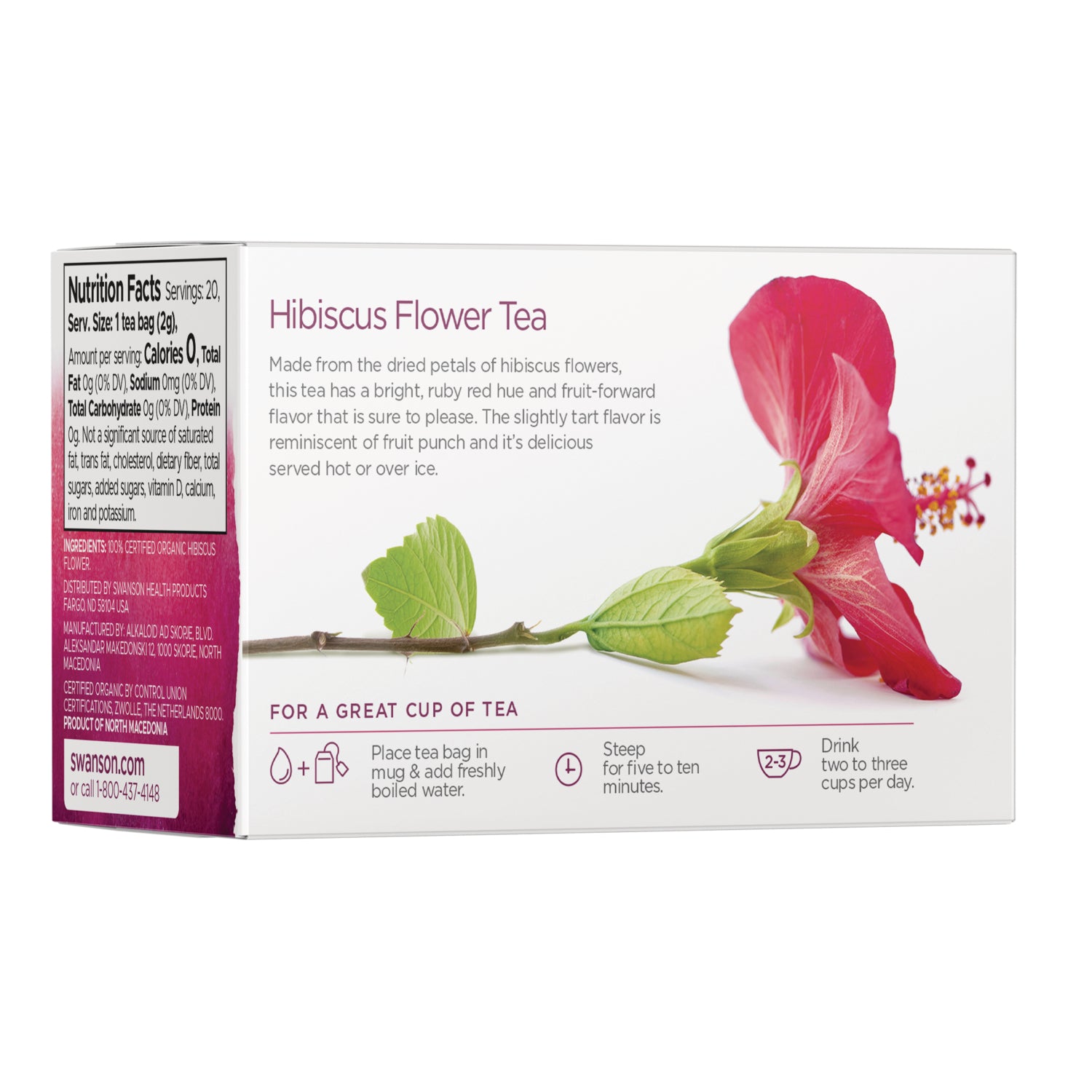 Swanson Vitamins Organic Hibiscus Flower Tea Refreshing