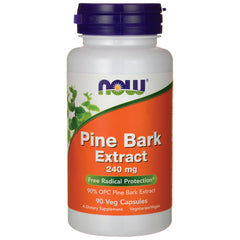 NWF1078 | NOW Pine Bark Extract 240 mg bottle with 90 veg capsules front label