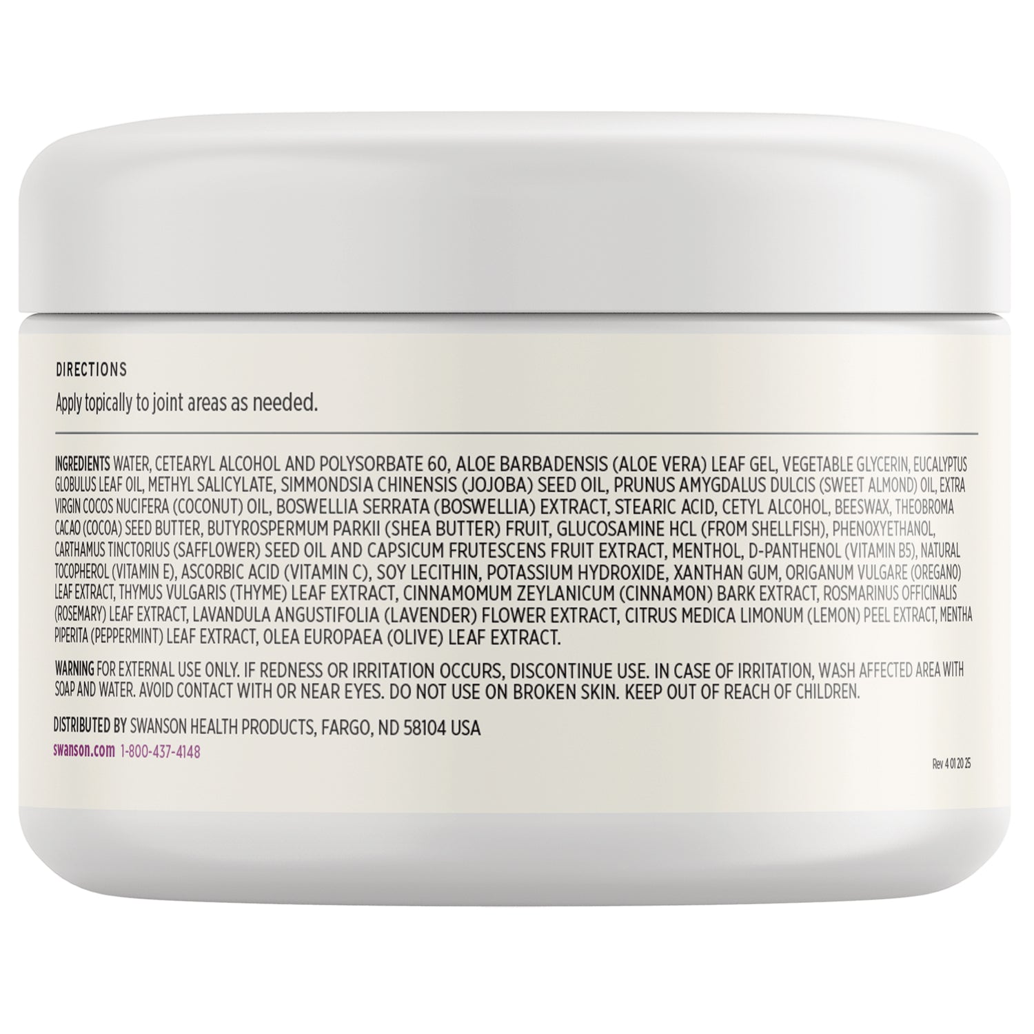 SW1451 | Back label with ingredients, directions, and warning text