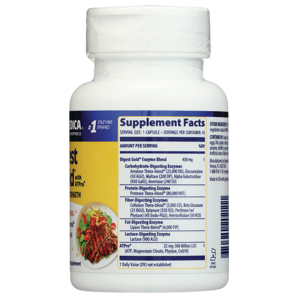 EMD008 | bottle back showing Supplement Facts panel listing enzyme blends and ingredient details - Thumbnail