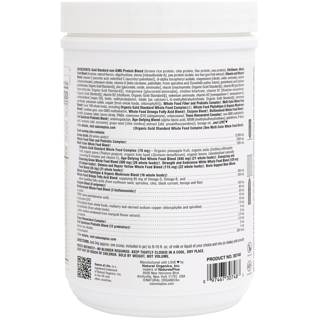 NTP155 | Back label of white supplement tub showing ingredients, supplement facts, directions and barcode - Thumbnail