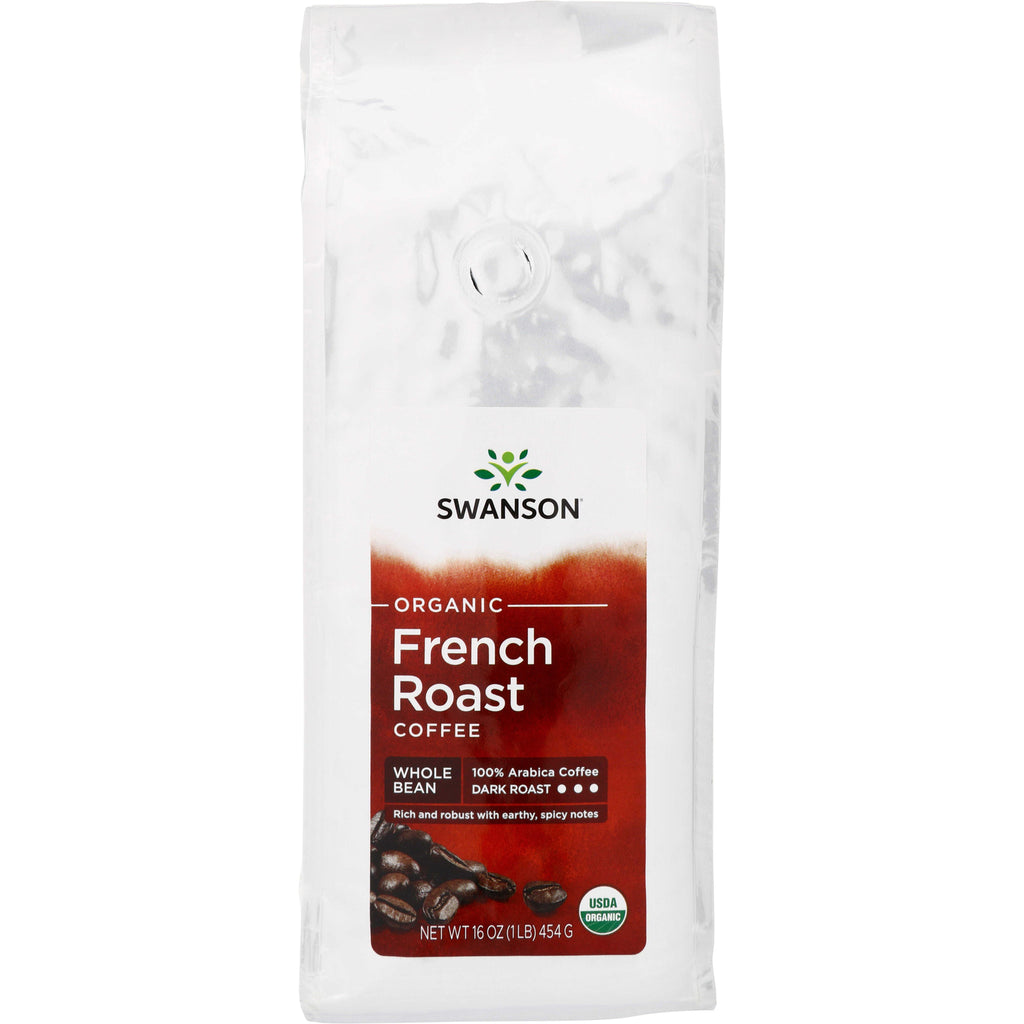 SWF066 | Swanson Organic French Roast Coffee, Whole Bean, Dark Roast, 100% Arabica, 16 oz bag - Thumbnail