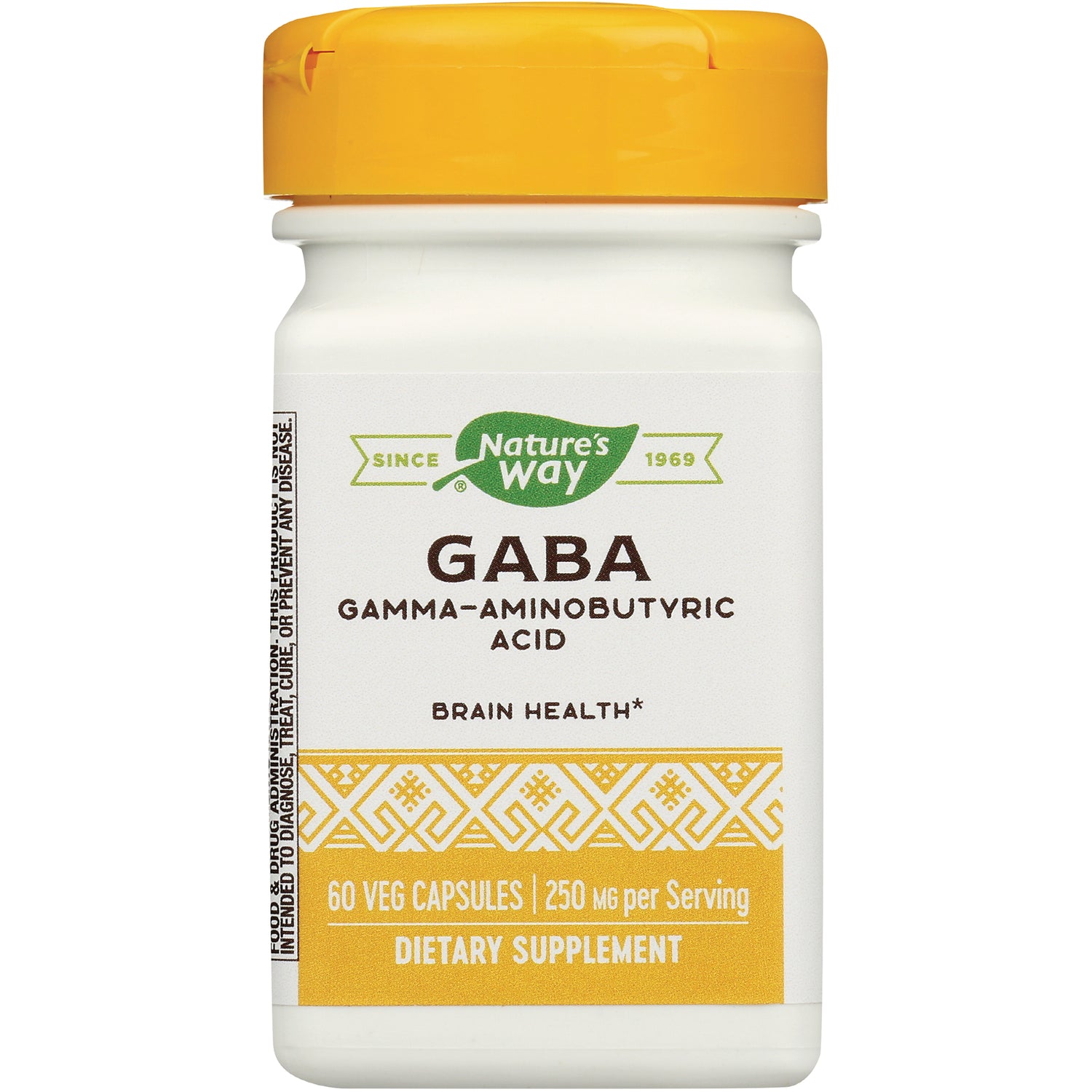 ET451 | Nature's Way GABA gamma-aminobutyric acid dietary supplement bottle, 60 veg capsules 250 mg per serving