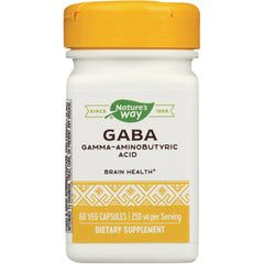 ET451 | Nature's Way GABA gamma-aminobutyric acid dietary supplement bottle, 60 veg capsules 250 mg per serving