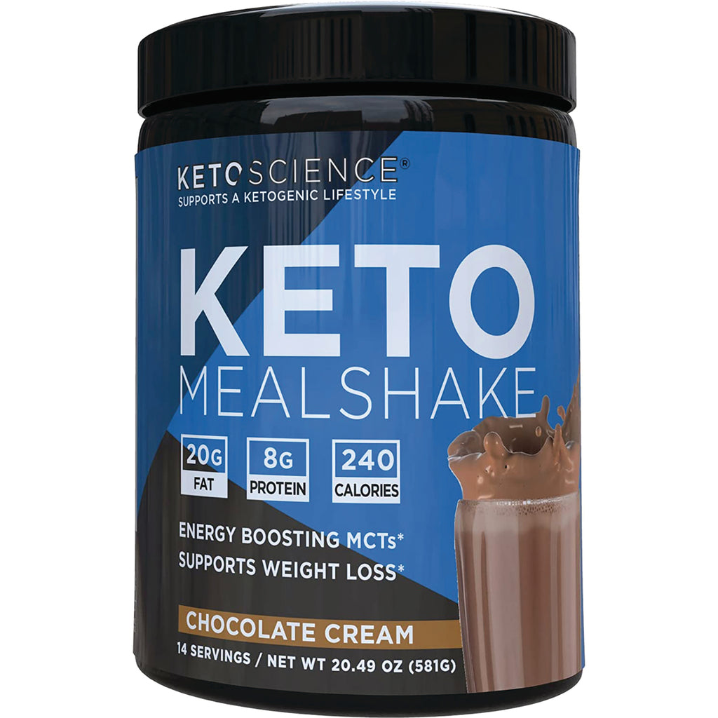 KS004 | KetoScience KETO MEALSHAKE Chocolate Cream container showing nutrition highlights 20G fat 8G protein 240 calories - Thumbnail