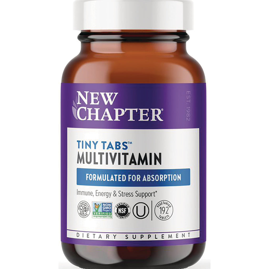 NWC210 | New Chapter Tiny Tabs multivitamin bottle front label formulated for absorption - Thumbnail