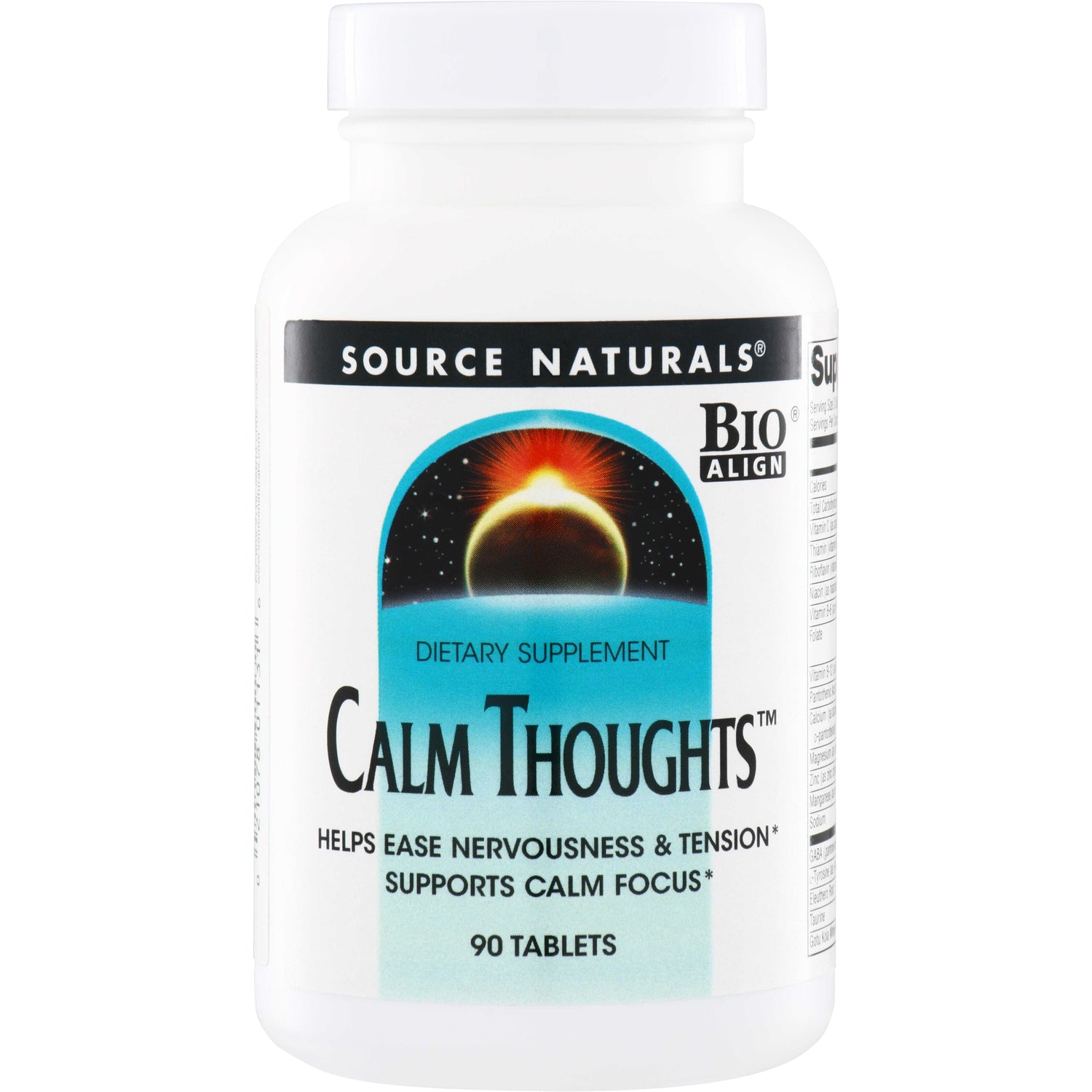 SN283 | Source Naturals Calm Thoughts dietary supplement bottle, 90 tablets