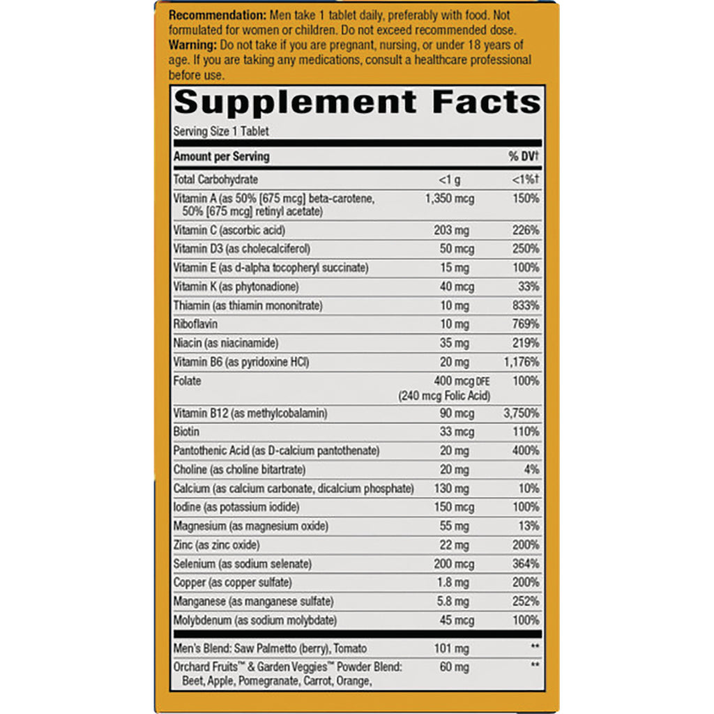 NW708 | Supplement Facts panel listing serving size, vitamins and minerals with amounts and % daily values - Thumbnail