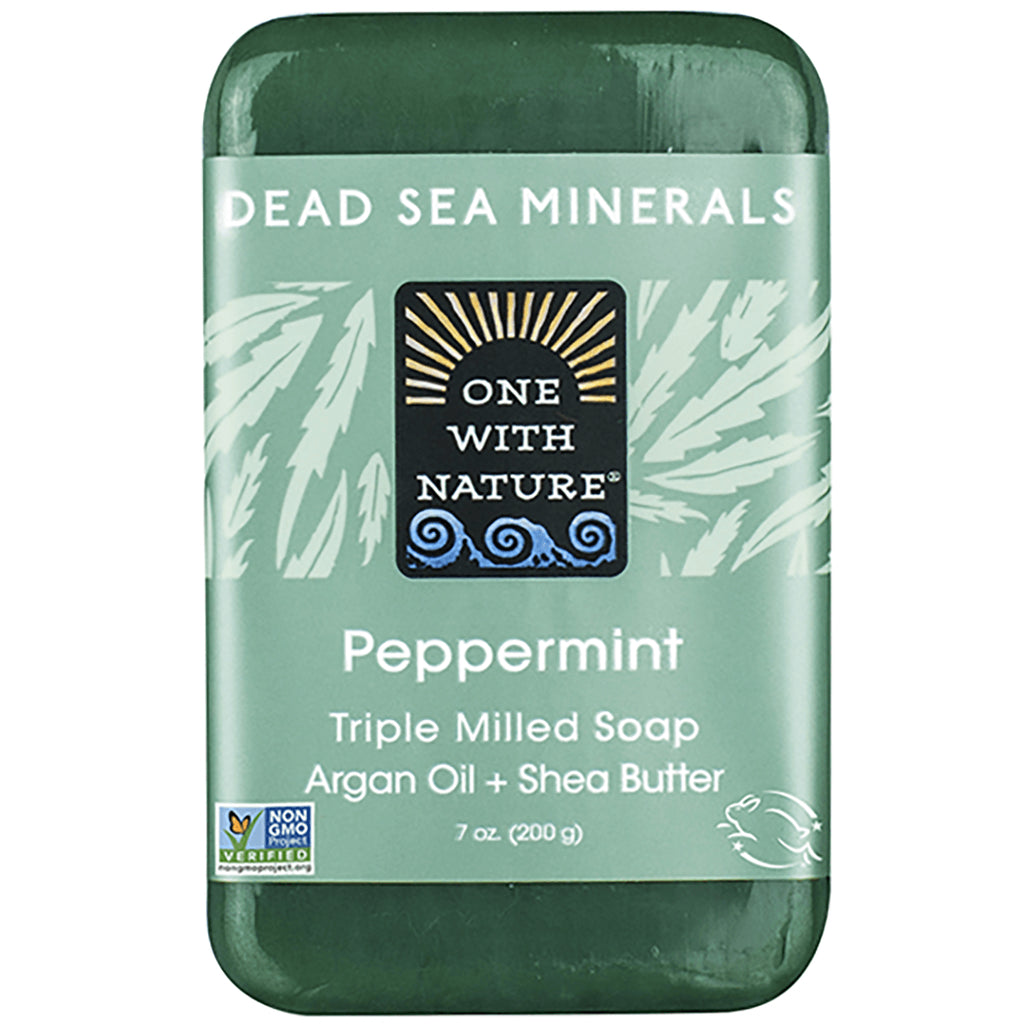 OWN010 | Peppermint triple milled soap bar with argan oil and shea butter in green One With Nature packaging - Thumbnail