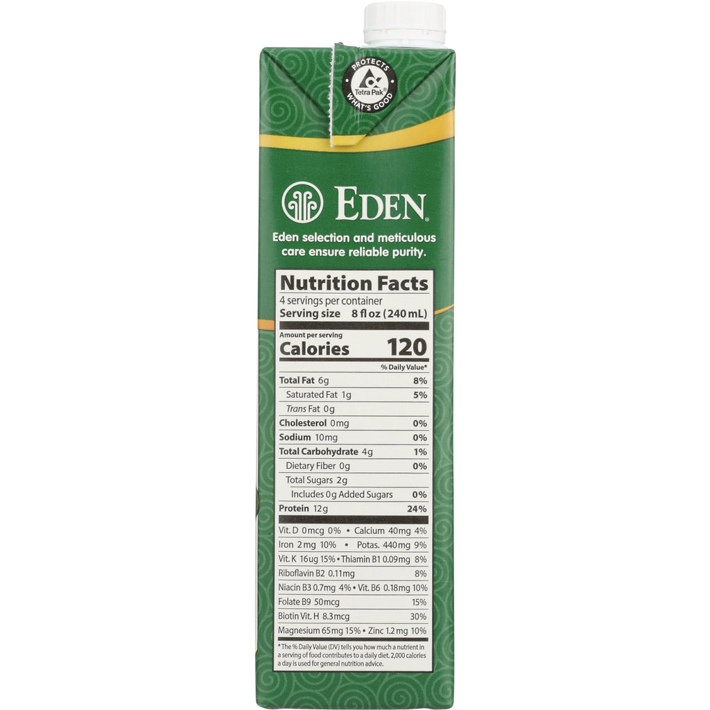 EDF061 | back of Eden carton showing Nutrition Facts panel and 120 calories per serving - Thumbnail