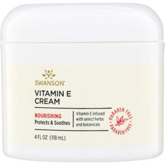 SW1449 | Swanson Vitamin E Cream 4 fl oz jar, Nourishing, Protects & Soothes, Paraben Free