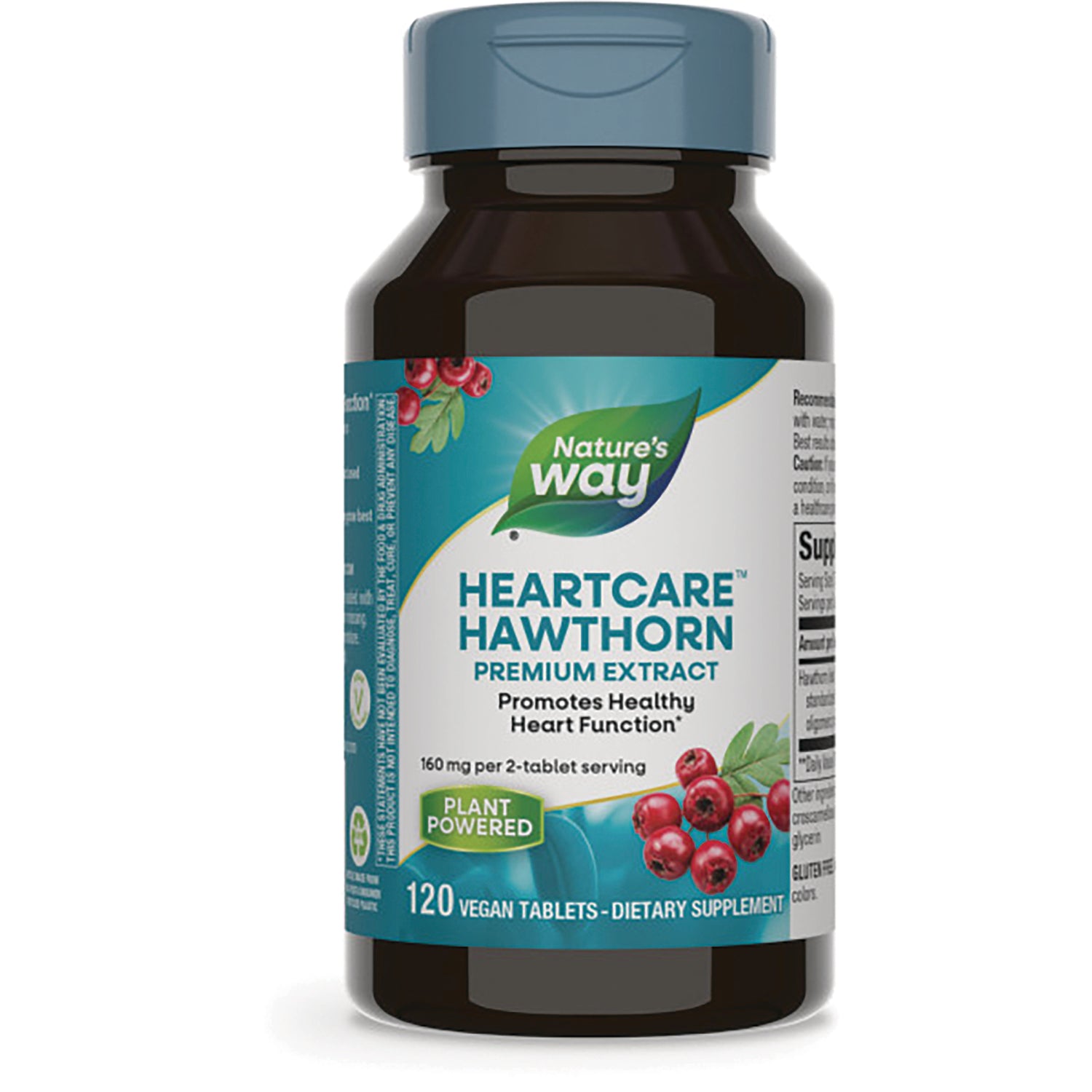 NW862 | Nature's Way Heartcare Hawthorn premium extract bottle, 120 vegan tablets, promotes healthy heart function