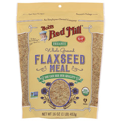 BOB253 | Bob's Red Mill organic whole ground flaxseed meal 16 oz bag front with visible window and labeling