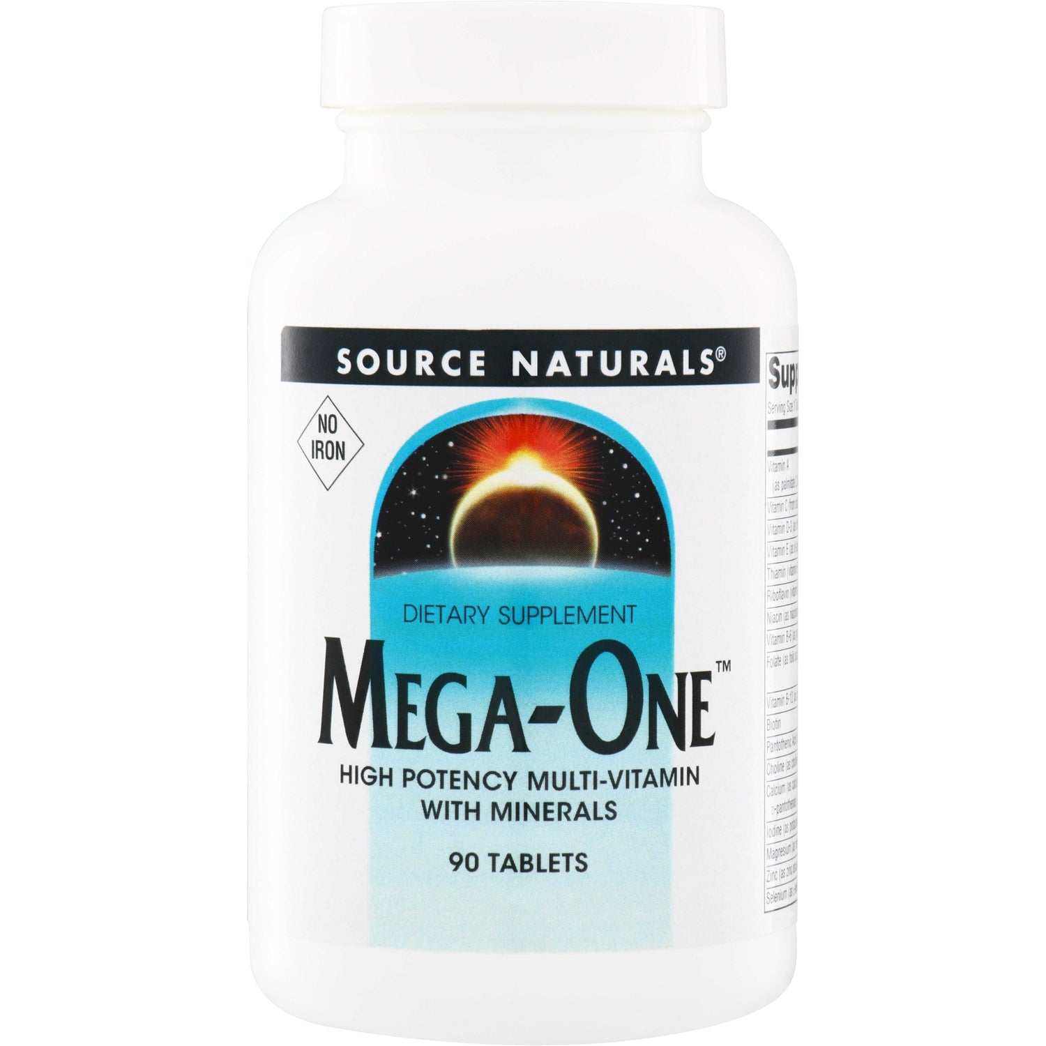 SN213 | Source Naturals Mega-One high potency multivitamin with minerals, 90 tablets, no iron