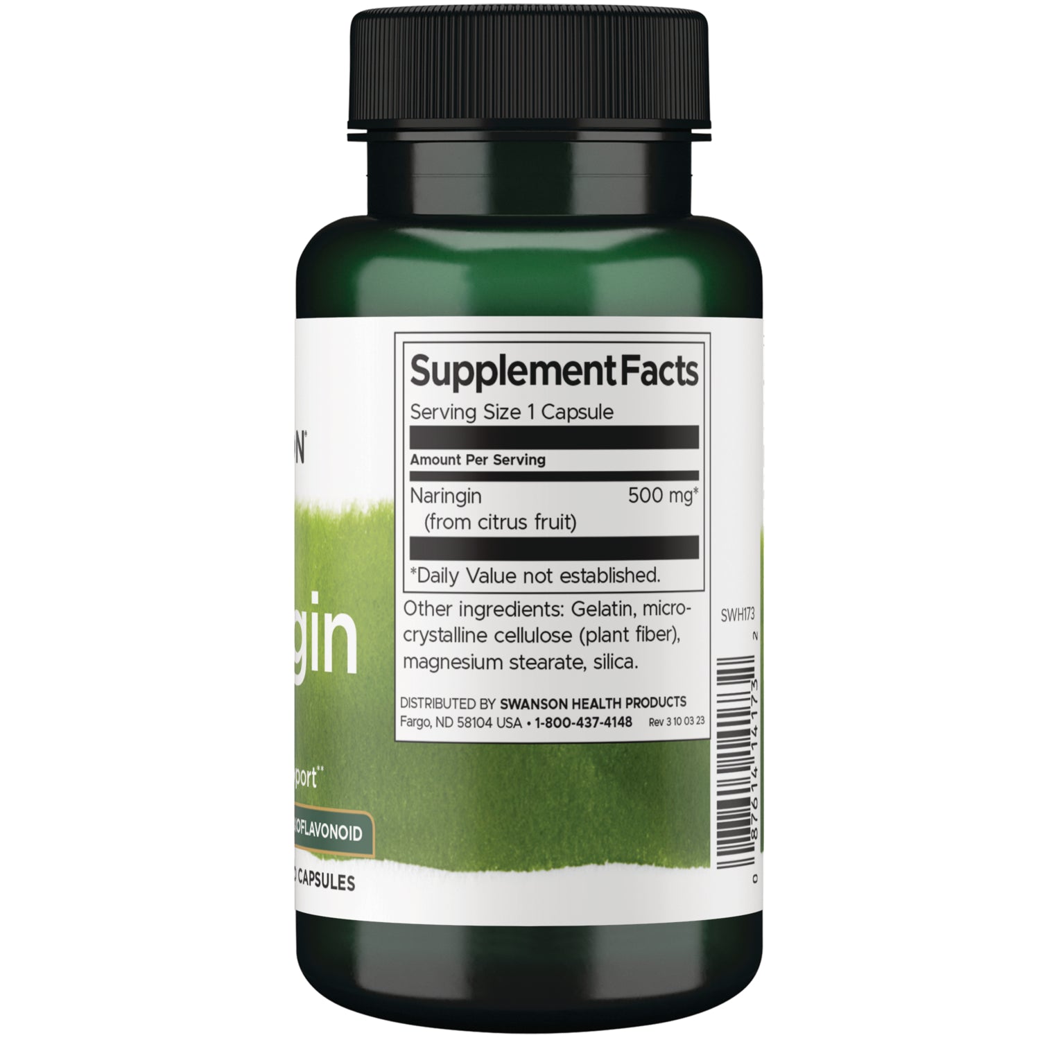 SWH173 | Back label with supplement facts and serving information