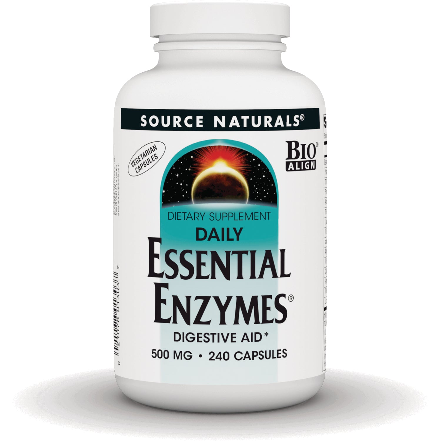 SN199 | Source Naturals Daily Essential Enzymes Digestive Aid, 500 mg, 240 vegetarian capsules