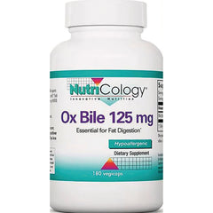 NCL118 | NutriCology Ox Bile 125 mg supplement bottle, 180 vegicaps, hypoallergenic