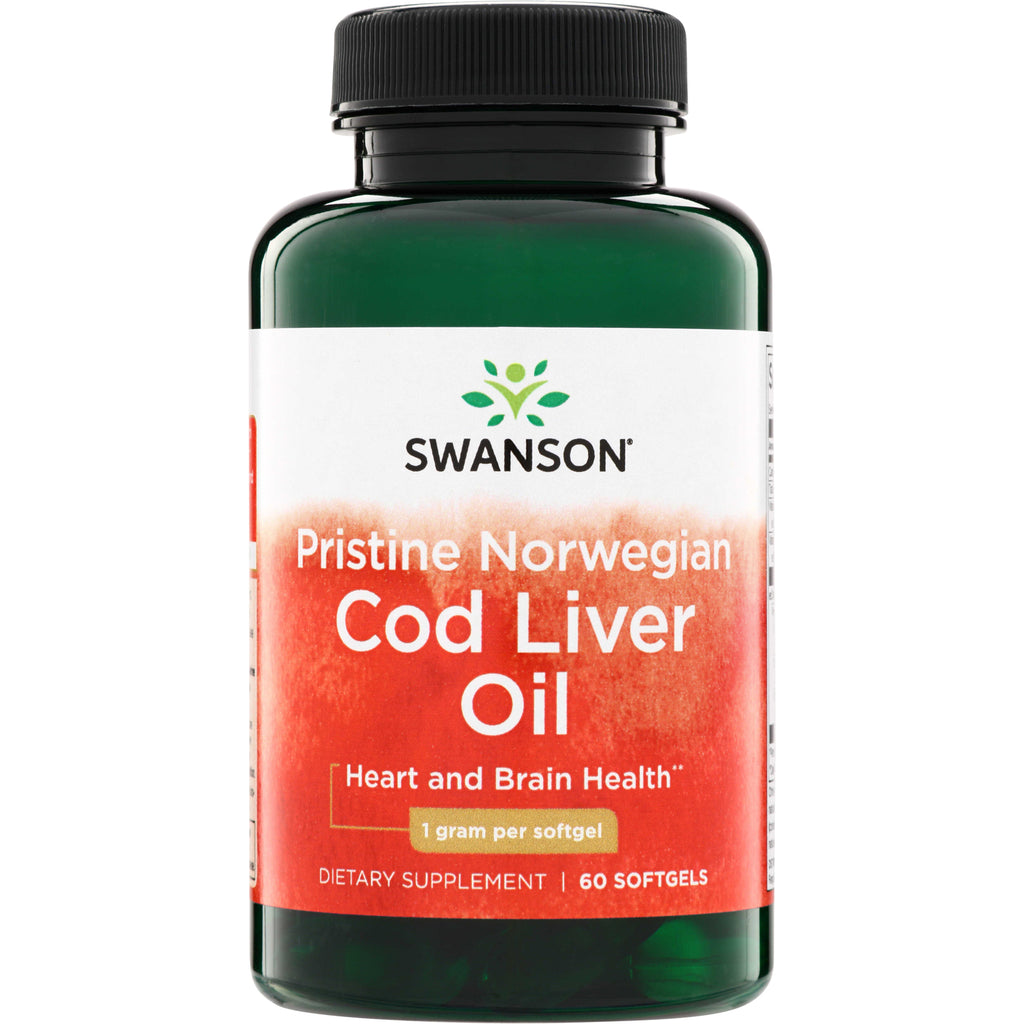 SWE048 | Swanson Pristine Norwegian Cod Liver Oil, Heart and Brain Health, 60 softgels - Thumbnail