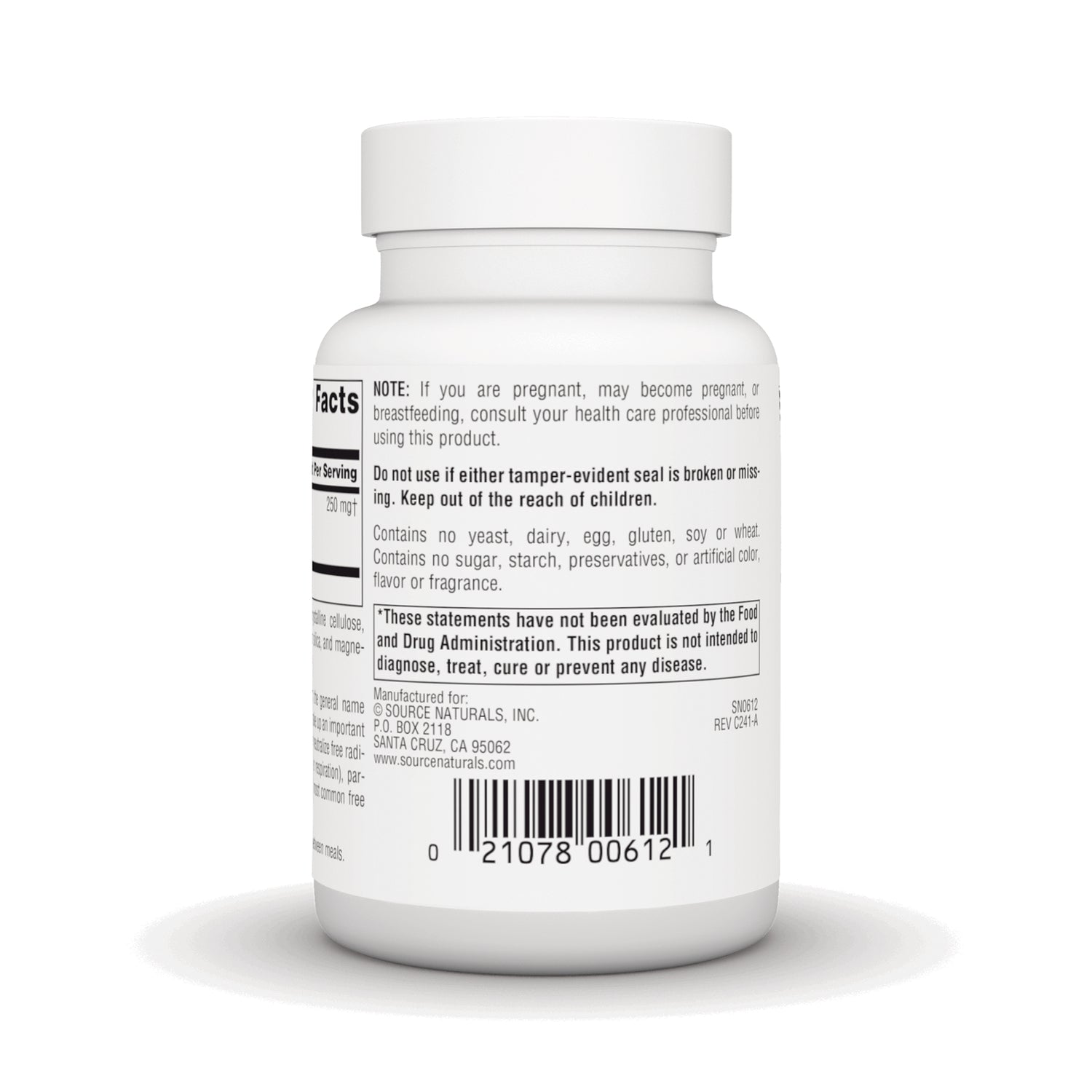 SN519 | Back label with warning statements, ingredients details, and barcode