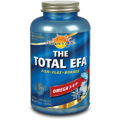 HS050 | Blue Nature's Life THE TOTAL EFA bottle labeled Fish, Flax, Borage Omega 3-6-9 90 softgels 1200MG