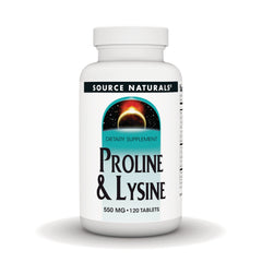SN534 | Source Naturals Proline & Lysine dietary supplement, 550 mg, 120 tablets bottle front