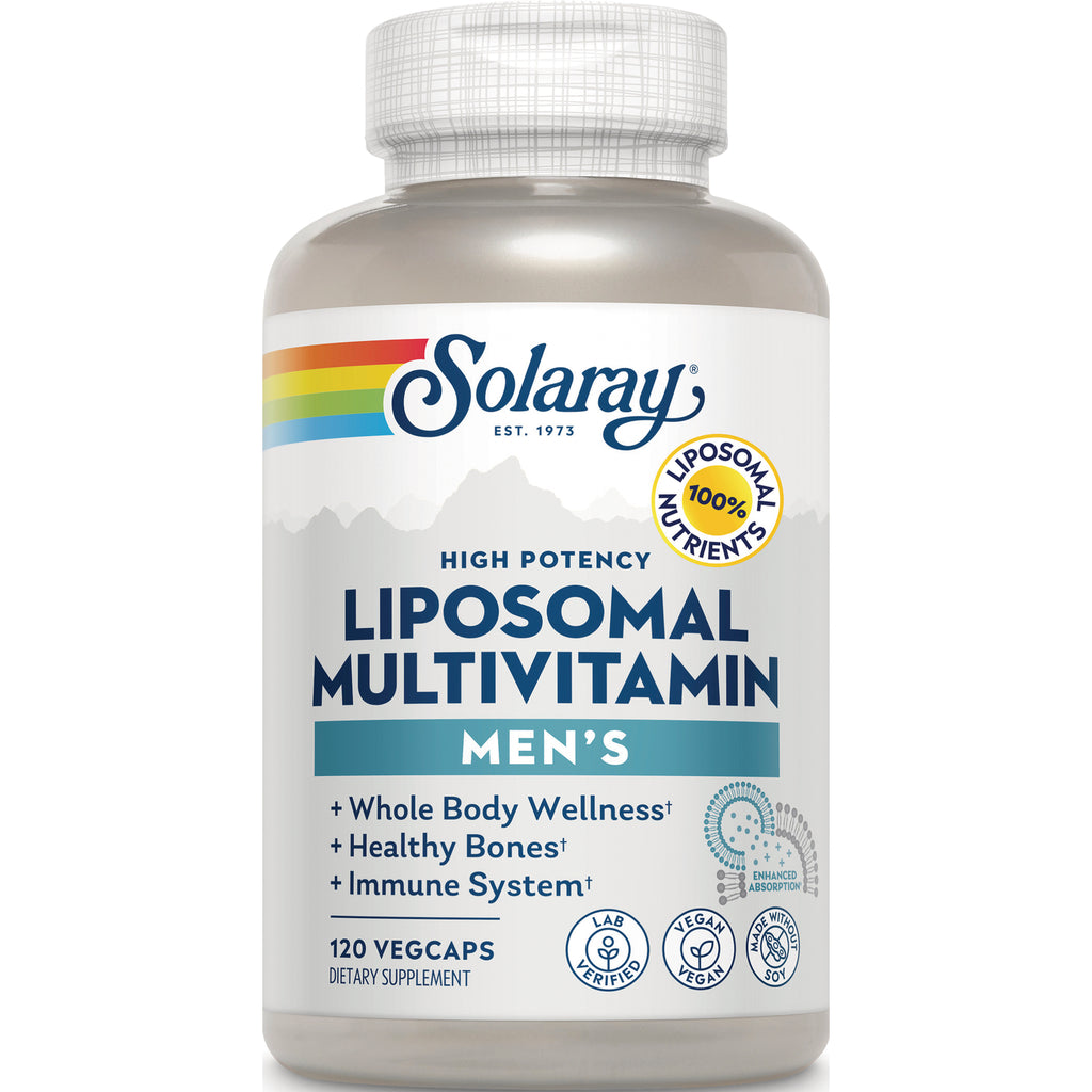 SLR494 | Solaray Liposomal Multivitamin Men's front label bottle, high potency, 120 vegcaps - Thumbnail