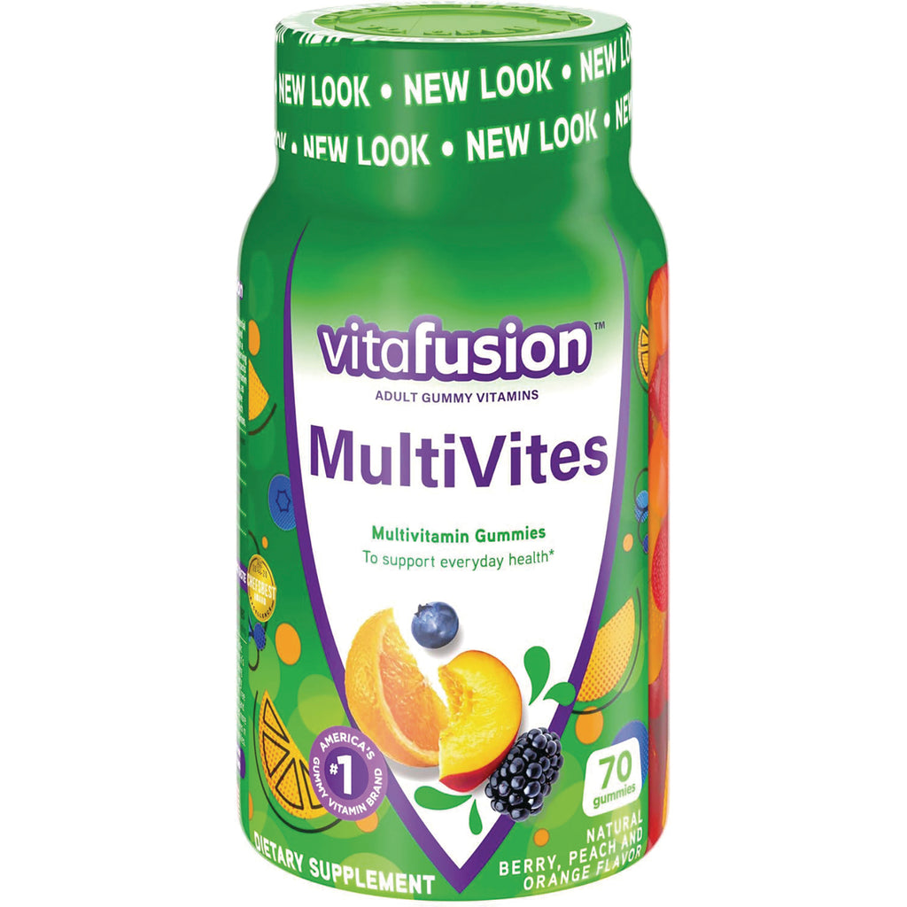 VFS003 | vitafusion MultiVites multivitamin gummies bottle, 70 gummies, berry, peach and orange flavor - Thumbnail