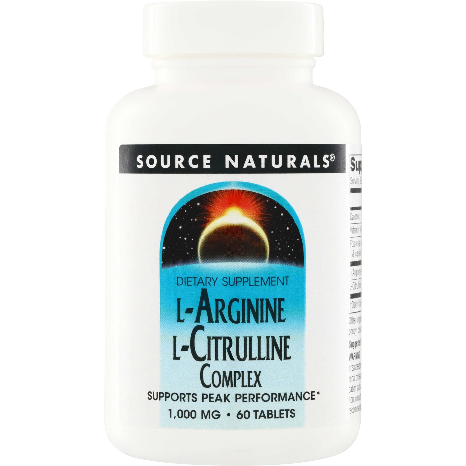 SN208 | Source Naturals L-Arginine L-Citrulline Complex dietary supplement, 1,000 mg, 60 tablets