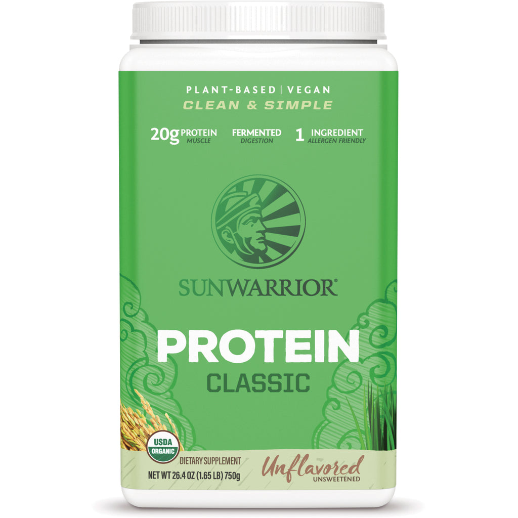 SNW027 | Sunwarrior Protein Classic, unflavored vegan protein powder canister, 20g protein, USDA Organic - Thumbnail