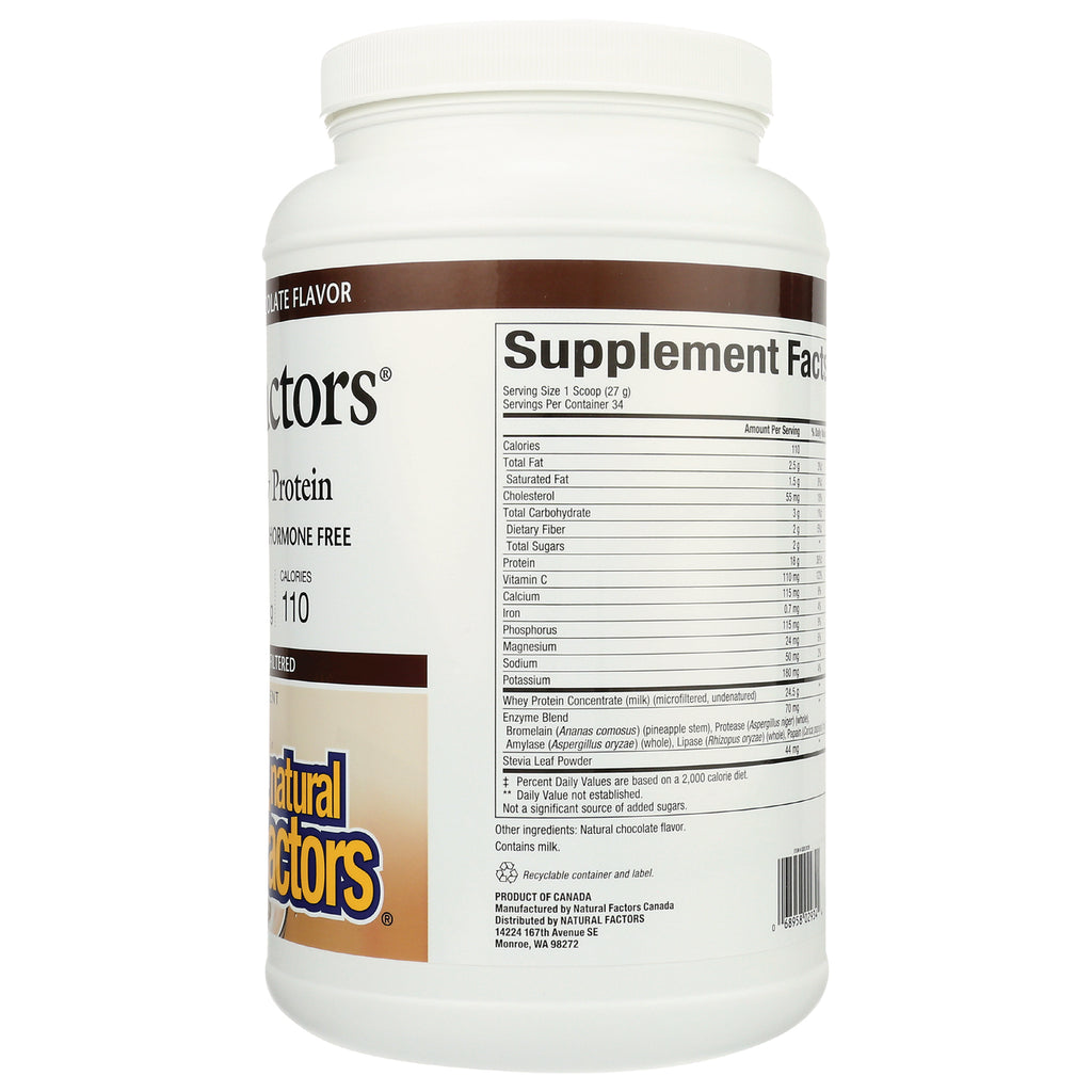 NFC110 | Back of white protein powder tub showing Supplement Facts panel and nutrition label - Thumbnail