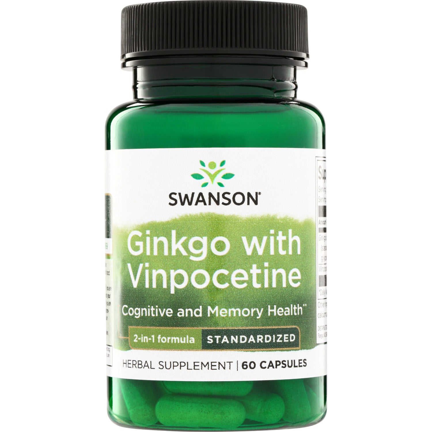 SWH074 | Swanson Ginkgo with Vinpocetine, Cognitive and Memory Health, standardized 2-in-1 formula, 60 capsules