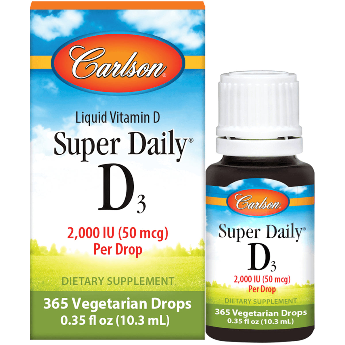 Carlson Super Daily D3 liquid vitamin, 2,000 IU (50 mcg) per drop, 365 vegetarian drops 0.35 fl oz