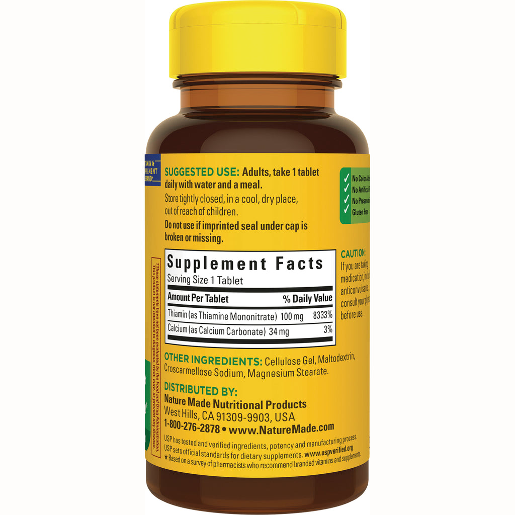 NTM173 | Back of amber supplement bottle showing Supplement Facts panel, serving size 1 tablet and suggested use - Thumbnail