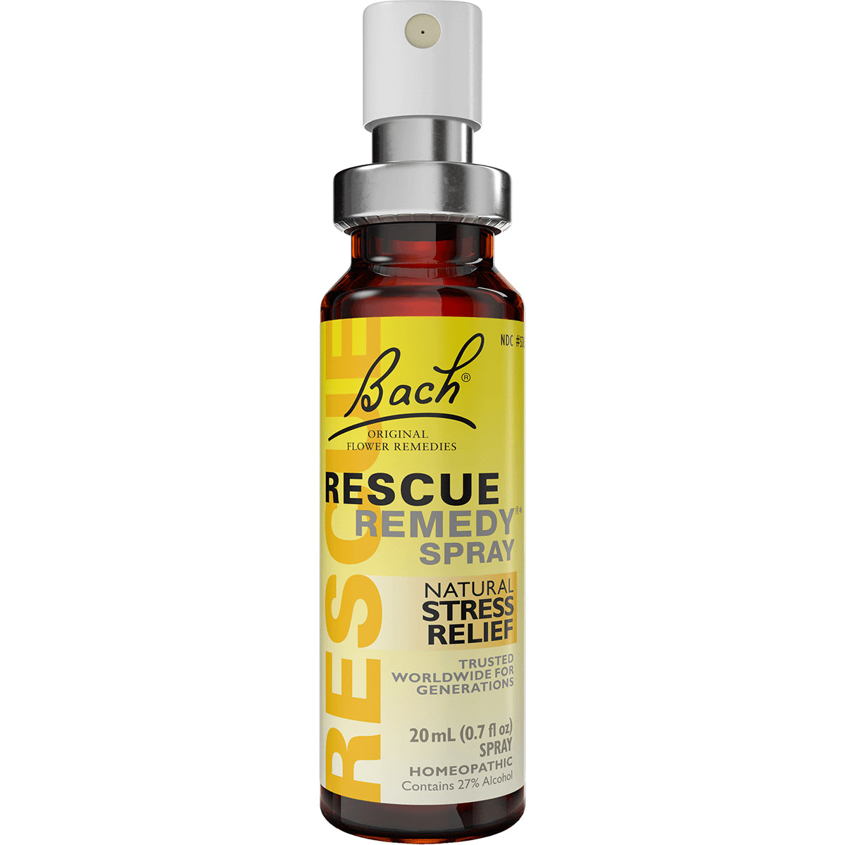BFL010 | Bach Rescue Remedy spray bottle with yellow label, 20 mL natural stress relief spray