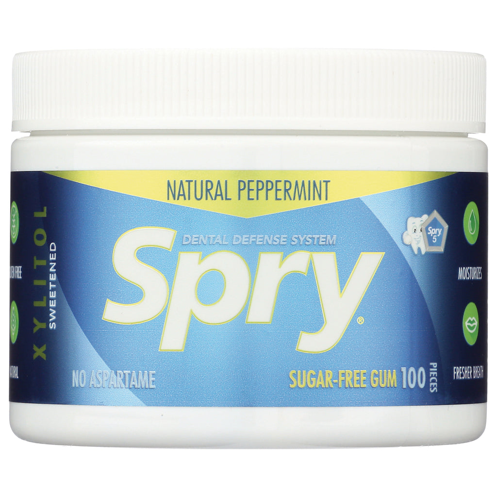 XL005 | Spry Dental Defense System Natural Peppermint sugar-free gum, xylitol sweetened, no aspartame, 100 pieces - Thumbnail