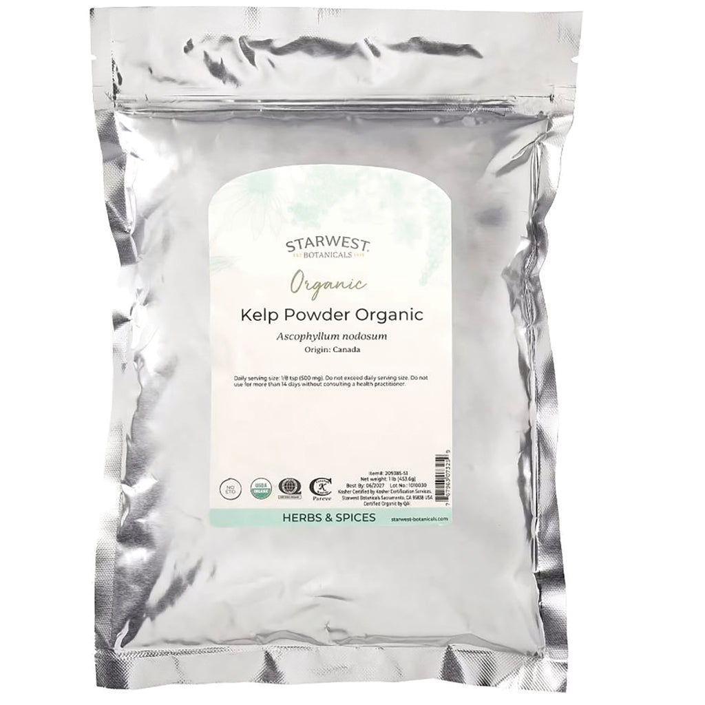 STB007 | Starwest Botanicals Organic Kelp Powder pouch, front label reading Kelp Powder Organic - Thumbnail