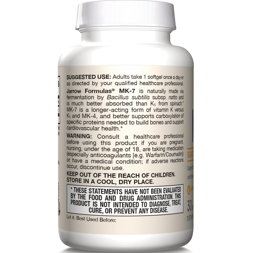 JR324 | Back label of supplement bottle showing suggested use, warning, storage instructions, and FDA disclaimer - Thumbnail