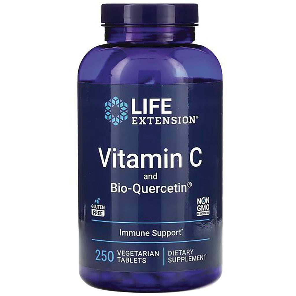 LE458 | Life Extension Vitamin C and Bio-Quercetin bottle, 250 vegetarian tablets for immune support - Thumbnail