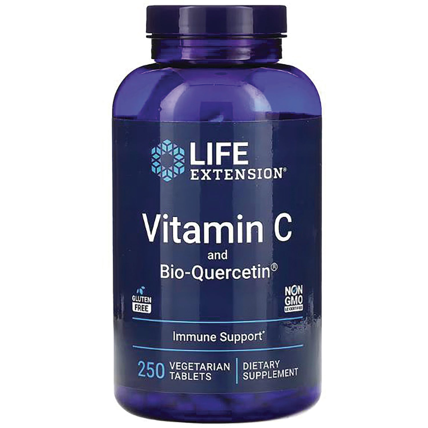 LE458 | Life Extension Vitamin C and Bio-Quercetin bottle, 250 vegetarian tablets for immune support