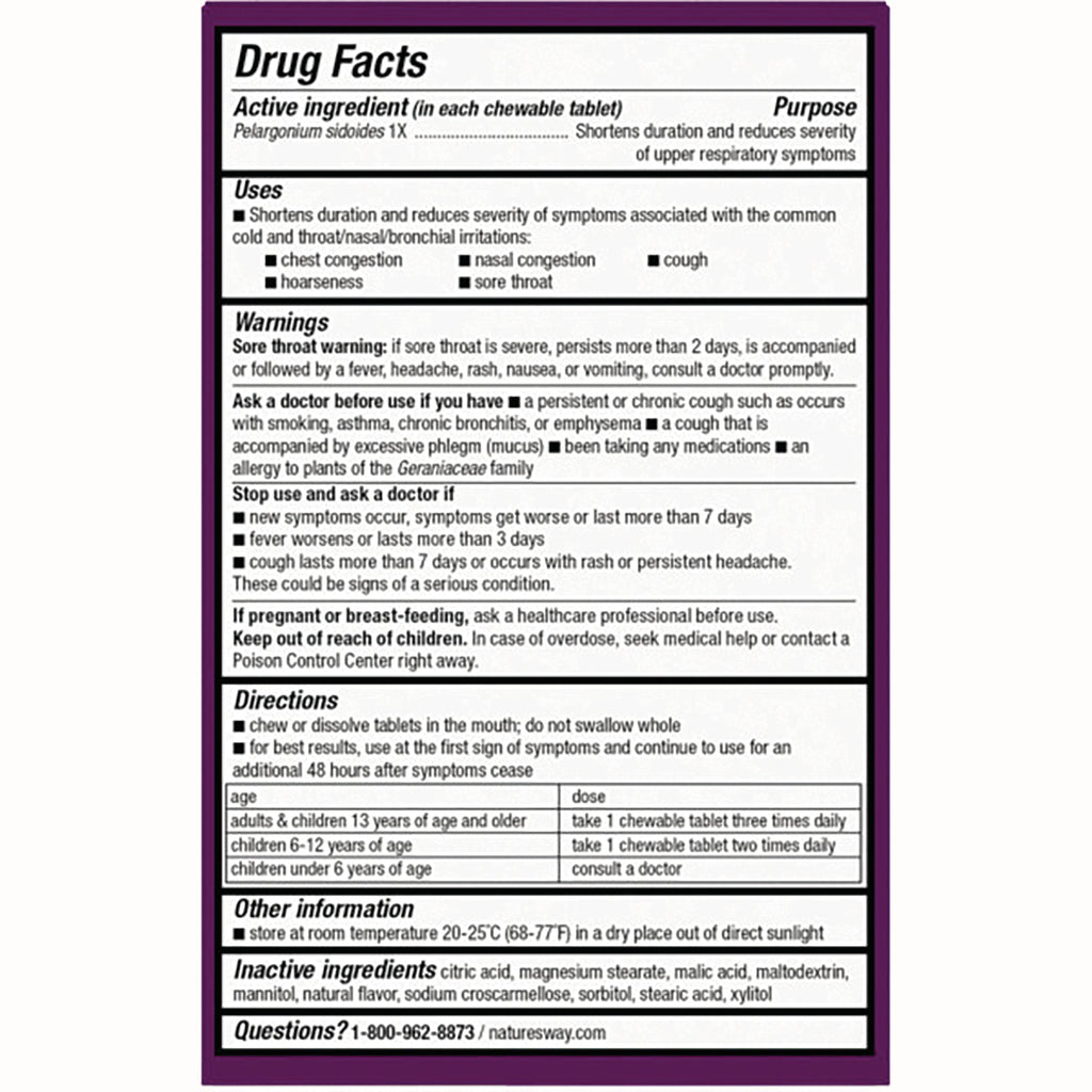 NW645 | back label showing Drug Facts panel with active ingredient Pelargonium sidoides 1X, warnings, directions, inactive ingredients - Thumbnail
