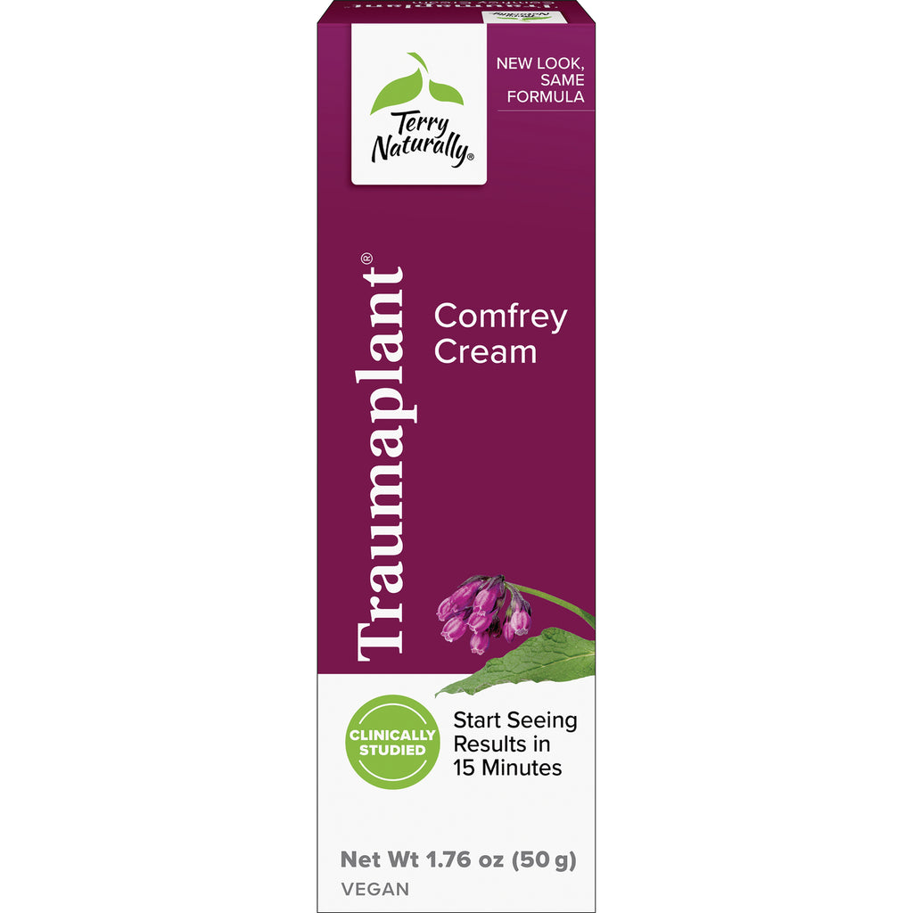 EUR029 | Terry Naturally Traumeelplant Comfrey Cream front box, purple packaging, Net Wt 1.76 oz (50 g), CLINICALLY STUDIED - Thumbnail