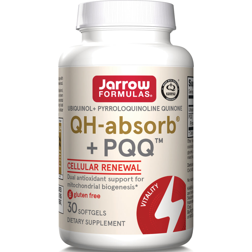 JR269 | Jarrow Formulas QH-absorb + PQQ supplement bottle, 30 softgels, front label reading Cellular Renewal, gluten free - Thumbnail