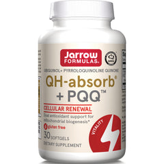 JR269 | Jarrow Formulas QH-absorb + PQQ supplement bottle, 30 softgels, front label reading Cellular Renewal, gluten free
