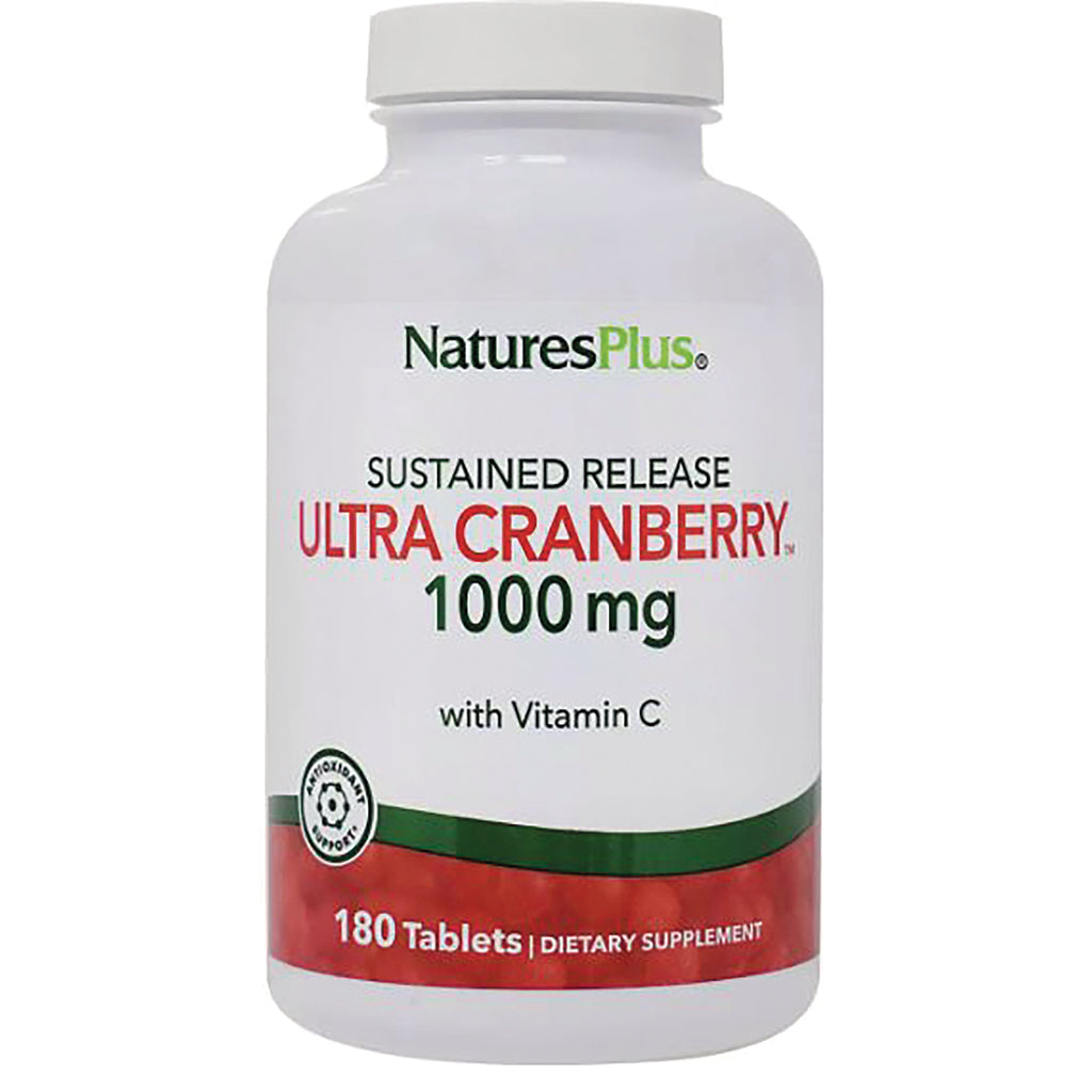 NTP037 | White bottle labeled NaturesPlus Sustained Release ULTRA CRANBERRY 1000 mg with Vitamin C, 180 tablets - Thumbnail