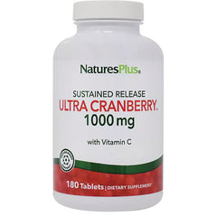 NTP037 | White bottle labeled NaturesPlus Sustained Release ULTRA CRANBERRY 1000 mg with Vitamin C, 180 tablets