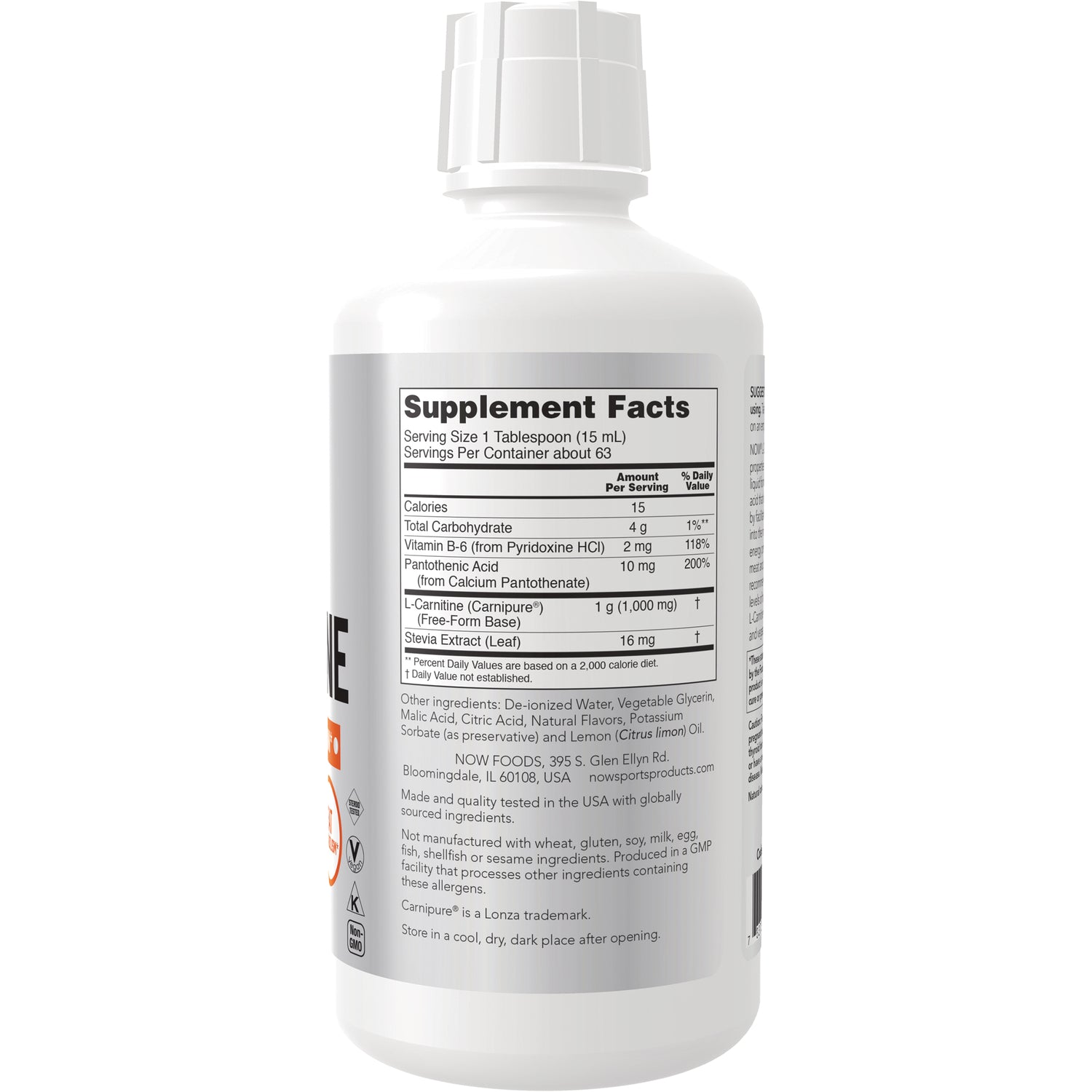 NWF760 | Back of white supplement bottle showing Supplement Facts panel and ingredient list